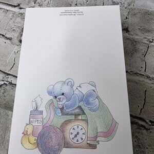 26 Baby Birth Announcements Bearly Born Card Blue Teddy Bear w Blanket